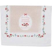 Clayre & Eef Gastendoekje 40x66 cm Wit Groen Katoen Rozen