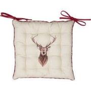 Clayre & Eef Stoelkussen Foam 40x40 cm Beige Rood Katoen Hert