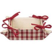 Clayre & Eef Broodmand 35x35x8 cm Rood Beige Katoen Ruit Hert