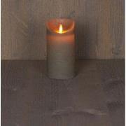 Batterijverlichting kaars wax rustiek bewegende vlam 7,5x15cm grijs 3x...