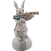 Clayre & Eef Beeld Konijn 8x7x17 cm Wit Blauw Kunststof