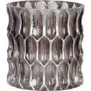 Clayre & Eef Theelichthouder Ø 10x10 cm Zilverkleurig Glas