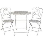 Clayre & Eef Bistroset Bistrotafel Bistrostoel 3-delig Ø 70x75 Wit IJz...