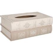 Clayre & Eef Tissue Box 27x16x10 cm Beige Hout Boeken
