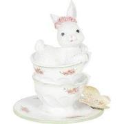 Clayre & Eef Beeld Konijn 12x12x15 cm Wit Polyresin