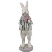 Clayre & Eef Beeld Konijn 12x9x31 cm Wit Groen Polyresin