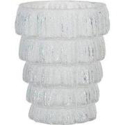 Clayre & Eef Theelichthouder Ø 9x11 cm Wit Glas