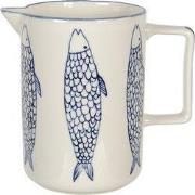 Clayre & Eef Decoratie Kan 1500 ml Beige Keramiek Vissen