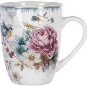 Clayre & Eef Mok 360 ml Wit Roze Porselein Bloemen