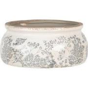 Clayre & Eef Bloempot Ø 20x8 cm Grijs Beige Keramiek Bloemen