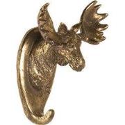 Clayre & Eef Wandhaak Eland 10x7x13 cm Goudkleurig Polyresin