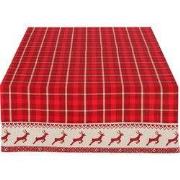 Clayre & Eef Tafelloper 50x140 cm Rood Beige Katoen Hert en Kerst