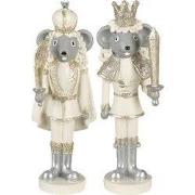 Clayre & Eef Beeld Muis Beige Grijs Kunststof Muis
