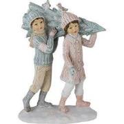 Clayre & Eef Beeld Kinderen 15 cm Groen Roze Kunststof