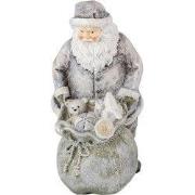 Clayre & Eef Beeld Kerstman 10x7x13 cm Grijs Wit Kunststof
