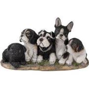 Clayre & Eef Beeld Hond 33x12x17 cm Zwart Wit Kunststof