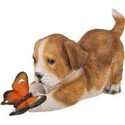 Clayre & Eef Beeld Hond 20x8x11 cm Bruin Kunststof