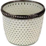 Clayre & Eef Theelichthouder Ø 7x6 cm Wit Glas