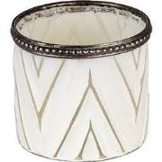 Clayre & Eef Theelichthouder Ø 8x7 cm Wit Glas