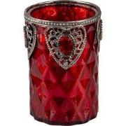 Clayre & Eef Theelichthouder Ø 9x14 cm Rood Glas