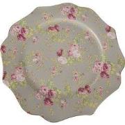 Clayre & Eef Dinerbord Ø 28 cm Groen Keramiek Bloemen