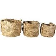 Clayre & Eef Opbergmand Set van 3 Ø 34 Ø 23 Ø 20 cm Bruin Stro