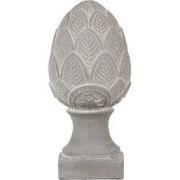 Clayre & Eef Beeld Dennenappel Ø 16x33 cm Grijs Steen