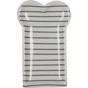 Clayre & Eef Ontbijtbord 10x17 cm Wit Keramiek Strepen