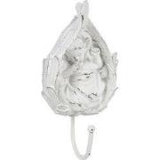 Clayre & Eef Wandhaak Blad 8x5x17 cm Wit Kunststof