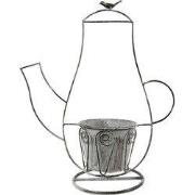 Clayre & Eef Planthouder Koffiepot 43x20x49 cm Grijs IJzer Vogel