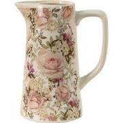 Clayre & Eef Decoratie Kan 2100 ml Roze Keramiek Bloemen