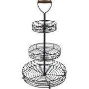 Clayre & Eef Etagère 3 laags Ø 34x59 cm Zwart IJzer