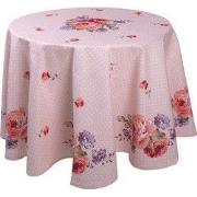 Clayre & Eef Tafelkleed Ø 170 cm Roze Paars Katoen Rozen