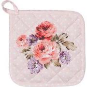 Clayre & Eef Pannenlap 20x20 cm Roze Paars Katoen Bloemen