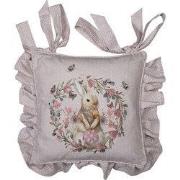 Clayre & Eef Kussenhoes Stoelkussen 40x40 cm Beige Roze Katoen Konijn ...