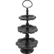 Clayre & Eef Etagère 3 laags Ø 33x71 cm Zwart IJzer