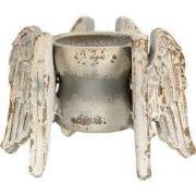 Clayre & Eef Kandelaar Vleugels 21x19x15 cm Grijs Beige Hout