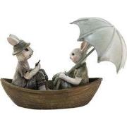 Clayre & Eef Beeld Konijn 14x10x12 cm Groen Bruin Polyresin