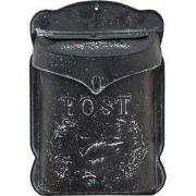 Clayre & Eef Brievenbus 26x8x39 cm Zwart Metaal Bloemen