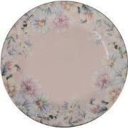 Clayre & Eef Ontbijtbord Ø 18 cm Roze Porselein Bloemen