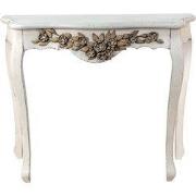 Clayre & Eef Sidetable 101x39x80 cm Wit Beige Hout Bloemen