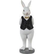 Clayre & Eef Beeld Konijn 5x5x15 cm Zwart Wit Polyresin