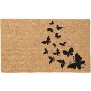 Clayre & Eef Deurmat 75x45 cm Bruin Zwart Kokos Vlinders