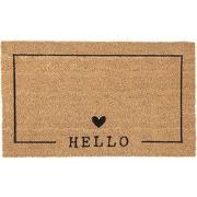 Clayre & Eef Deurmat 75x45 cm Bruin Zwart Kokos Hart