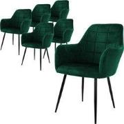 Set van 6 Eetkamerstoelen Donkergroen