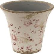 Clayre & Eef Bloempot Ø 12x11 cm Roze Beige Keramiek Bloemen