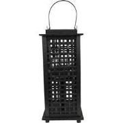 Clayre & Eef Windlicht 19x19x43 cm Zwart Bamboe