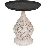 Clayre & Eef Bijzettafel Ø 48x57 cm Zwart Wit IJzer