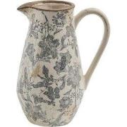 Clayre & Eef Decoratie Kan 20x14x25 cm Grijs Beige Keramiek Bloemen