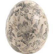 Clayre & Eef Beeld Ei Ø 11x14 cm Grijs Beige Keramiek Bloemen